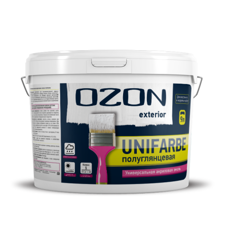 Краска эмалевая для наружных работ по дереву OZON Unifarbe-exterior ВД-АК 158