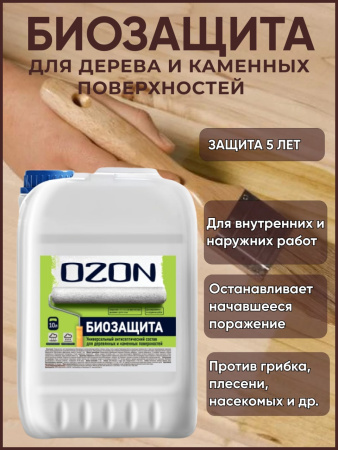 Пропитка-антисептик против плесени и грибка "Биозащита" для дерева и минеральных поверхностей БЗ(-10)-10  10л для работ при -10°С