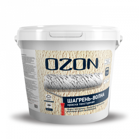 Краска декоративная текстурная OZON Шагрень-волна ВД-АК-270М-7,5 белая 4,5л морозостойкая